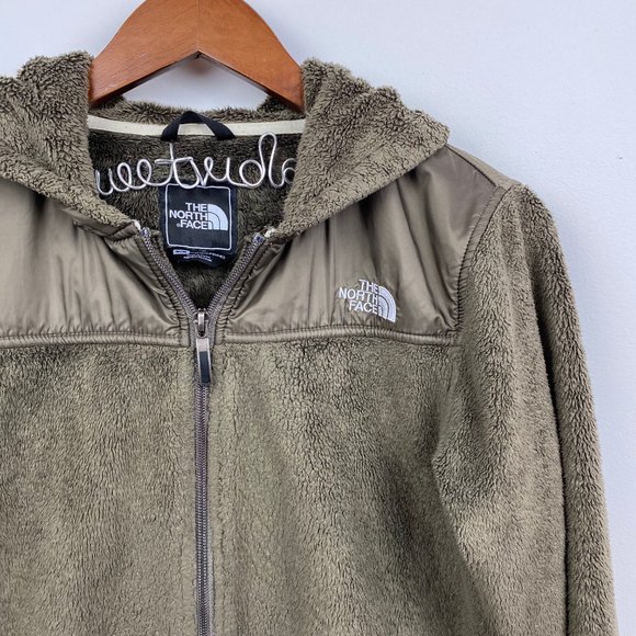 💟 THE NORTH FACE brown zip up fuzzy hoodie jacket - Picture 2 of 6